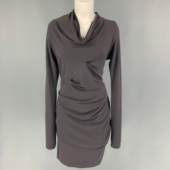 BRUNELLO CUCINELLI Size 6 Taupe Navy Long Sleeve Dress - Picture 1 of 5